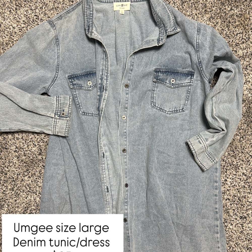 Umgee Light Blue Denim Shirt Dress